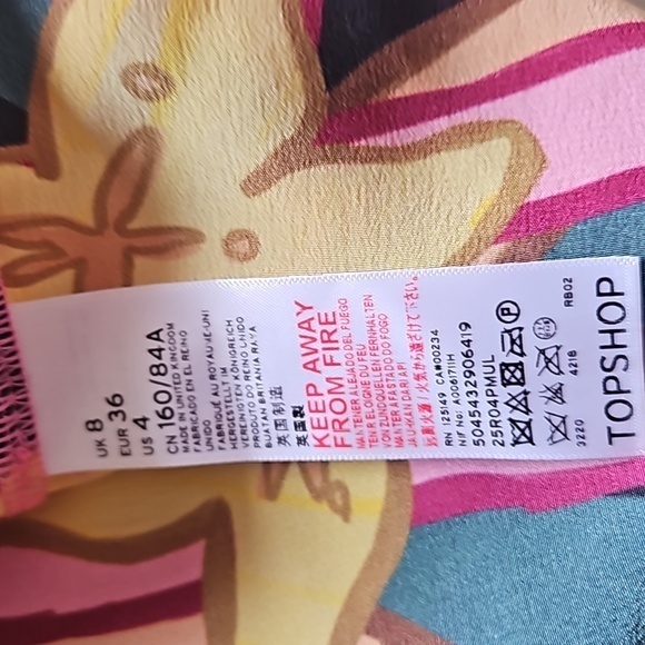 Topshop‎ boutique Karalina York design abstract floral pink silk Blouse size 4 - Picture 11 of 11